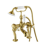 JTP Bath Shower Mixer Polished Gold JTP Grosvenor Cross Deck Mounted Bath Shower Mixer with Kit
