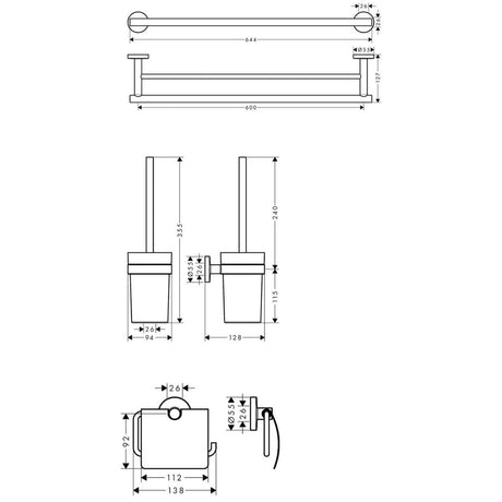 Hansgrohe Accessory Set Hansgrohe Logis Universal 3 in 1 Bath Accessory Pack