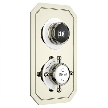 TED Concealed Shower Valve Polished Nickel TED Wyse Traditional 2/3 Outlet Digital Shower Valve with Crosshead Handle