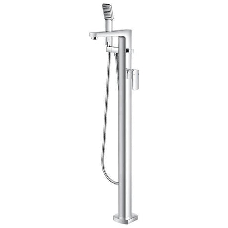 Flova Freestanding Bath Filler Flova Dekka Floor Standing Bath and Shower Mixer with Shower Set in Diamond Chrome