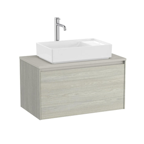 Roca Wall Mounted Vanity Unit White Oak Roca Ona 800mm Wall Mounted One Drawer Vanity Unit with Countertop