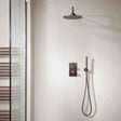 JTP Concealed Shower Set Brushed Bronze JTP VOS Thermostatic Concealed Dual Outlet, 2 Handle Shower Kit with 200mm Showerhead and Handset