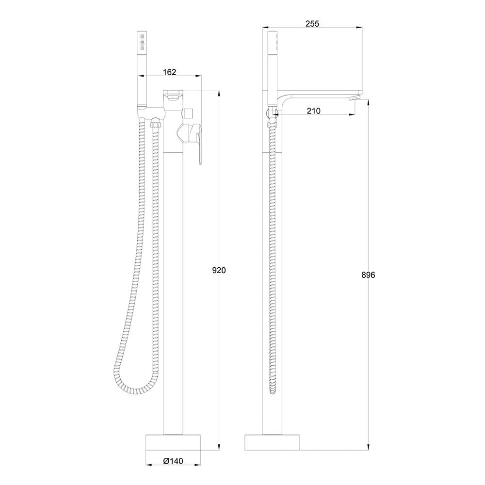 Imex Freestanding Bath Filler Imex Blade Floor Standing Bath Shower Mixer Tap wth Hose and Handset
