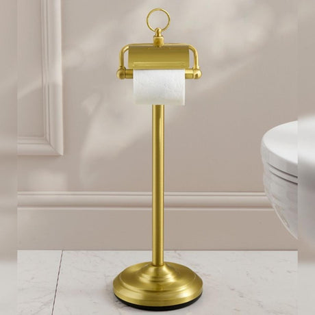 Miller Toilet Roll Holder Brushed Brass Miller Signature Freestanding Traditional Toilet Roll Holder with Cover