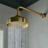 Vado Shower Heads and Arms Brushed Brass Booth & Co. Axbridge Traditional 200mm (8") Shower Head and Arm