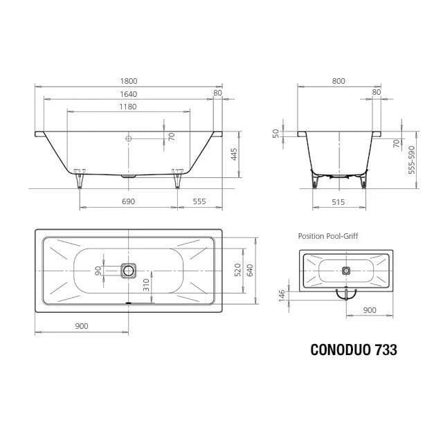 Kaldewei Double Ended Bath Kaldewei Conoduo Double Ended Steel Bath with Leg Set