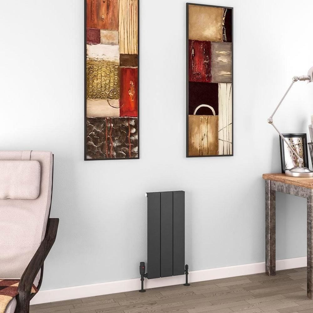 Eastbrook Panel Radiator 600 x 280 / Dual Fuel Eastbrook Charlton Vertical Aluminium Designer Radiator in Matt Anthracite