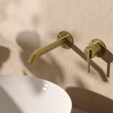Crosswater Wall Mounted Basin Tap Stainless Brushed Brass Effect Crosswater 3ONE6 Lever 2 Hole Wall Mounted Basin Mixer Tap