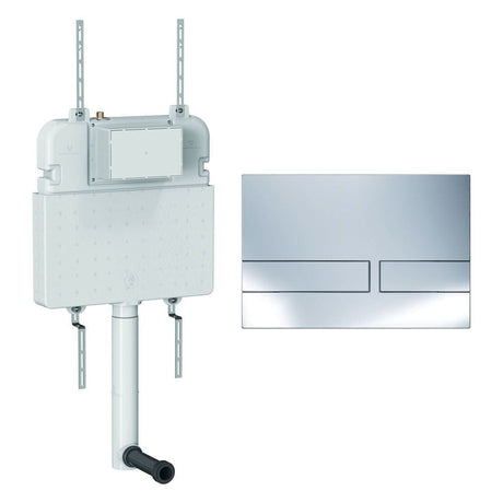 Crosswater Concealed Cistern Venue Plate in Chrome Crosswater Dual Flush Slimline Concealed Cistern Set with Flush Plate  - 508 x 80 x  550mm