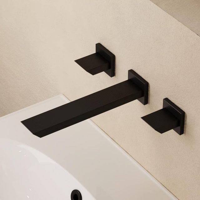Crosswater Wall Mounted Basin Tap Matt Black Crosswater Limit 3 Hole Wall Mounted Basin Mixer Tap