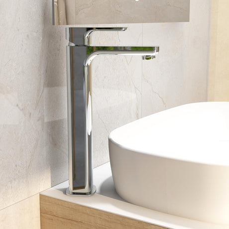 Imex Mono Basin Tap Chrome Imex Blade Tall Single Lever Basin Mixer Tap with Universal Clicker Waste