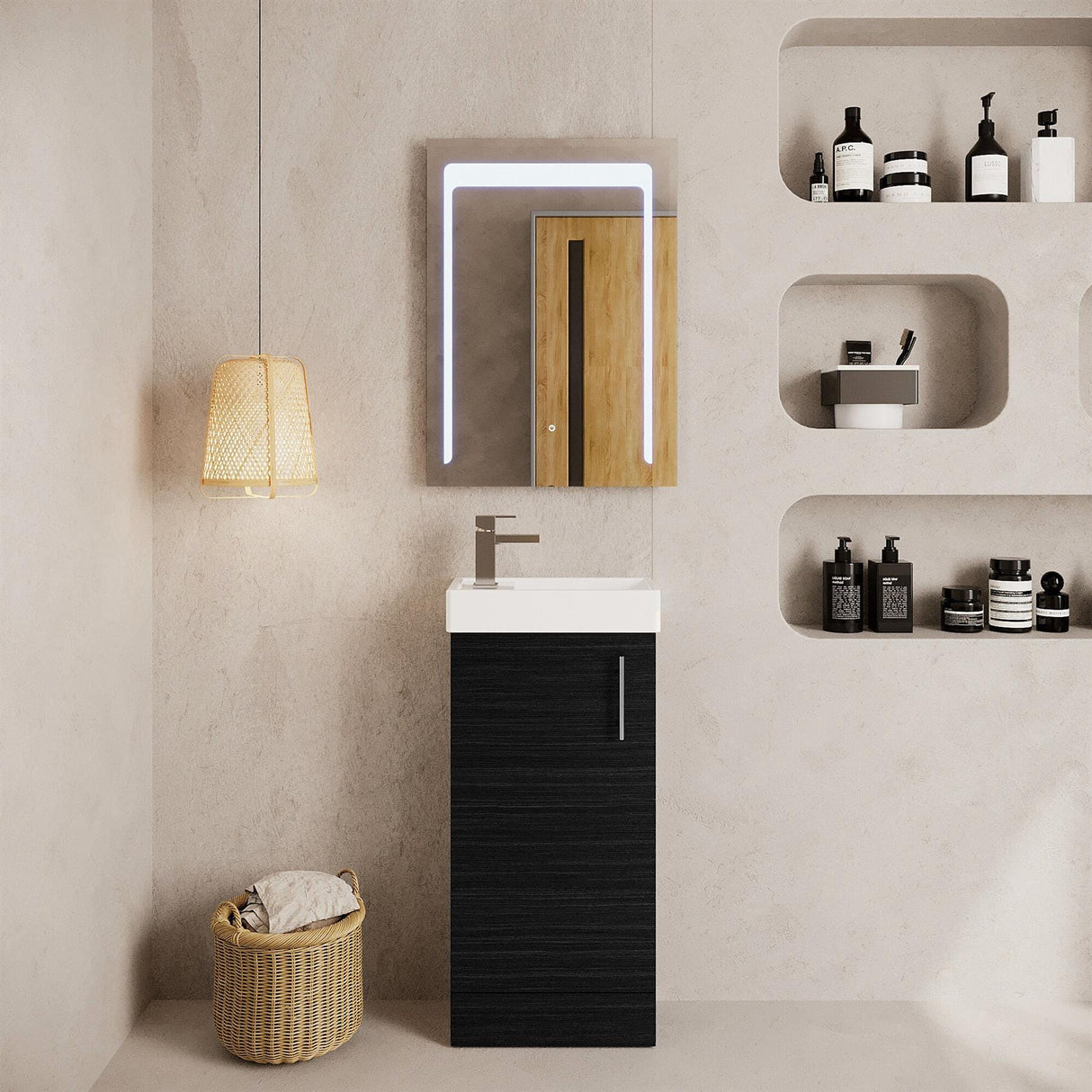 Aquarius Bathrooms Cloakroom Vanity Unit Aquarius Byron 400mm Floor Standing 1 Door Cloakroom Vanity Unit with 1 Tap Hole Basin