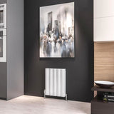 Eastbrook Panel Radiator 600 x 470 / Dual Fuel Eastbrook Guardia Straight Horizontal Aluminium in Matt White