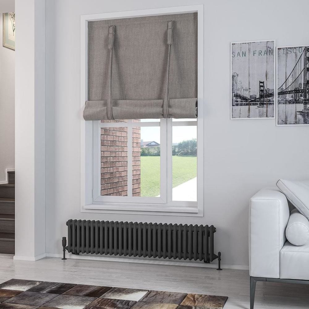 Eastbrook Column Radiator 300 x 1373 / Central Heating Eastbrook Rivassa Traditional 2 Column Radiator in Matt Anthracite