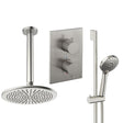 UK Bathroom Store Concealed Shower Set Brushed Nickel / Ceiling Arm / 300mm Crosswater Crossbox Shower Set 4 - 2 Outlet with Riser Rail Kit and Fixed Overhead Showerhead