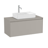 Roca Wall Mounted Vanity Unit Matt Grey Roca Ona 1000mm Wall Mounted One Drawer Vanity Unit with Countertop