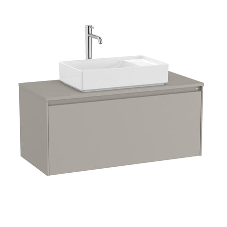 Roca Wall Mounted Vanity Unit Matt Grey Roca Ona 1000mm Wall Mounted One Drawer Vanity Unit with Countertop