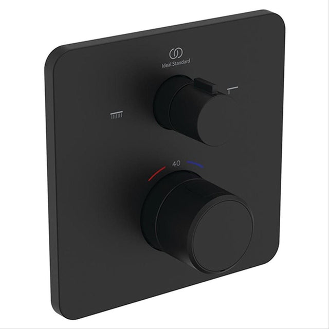 Ideal Standard Concealed Shower Valve Matt Black Ideal Standard Ceratherm C25 2 Outlet Square Concealed Valve Trim-set