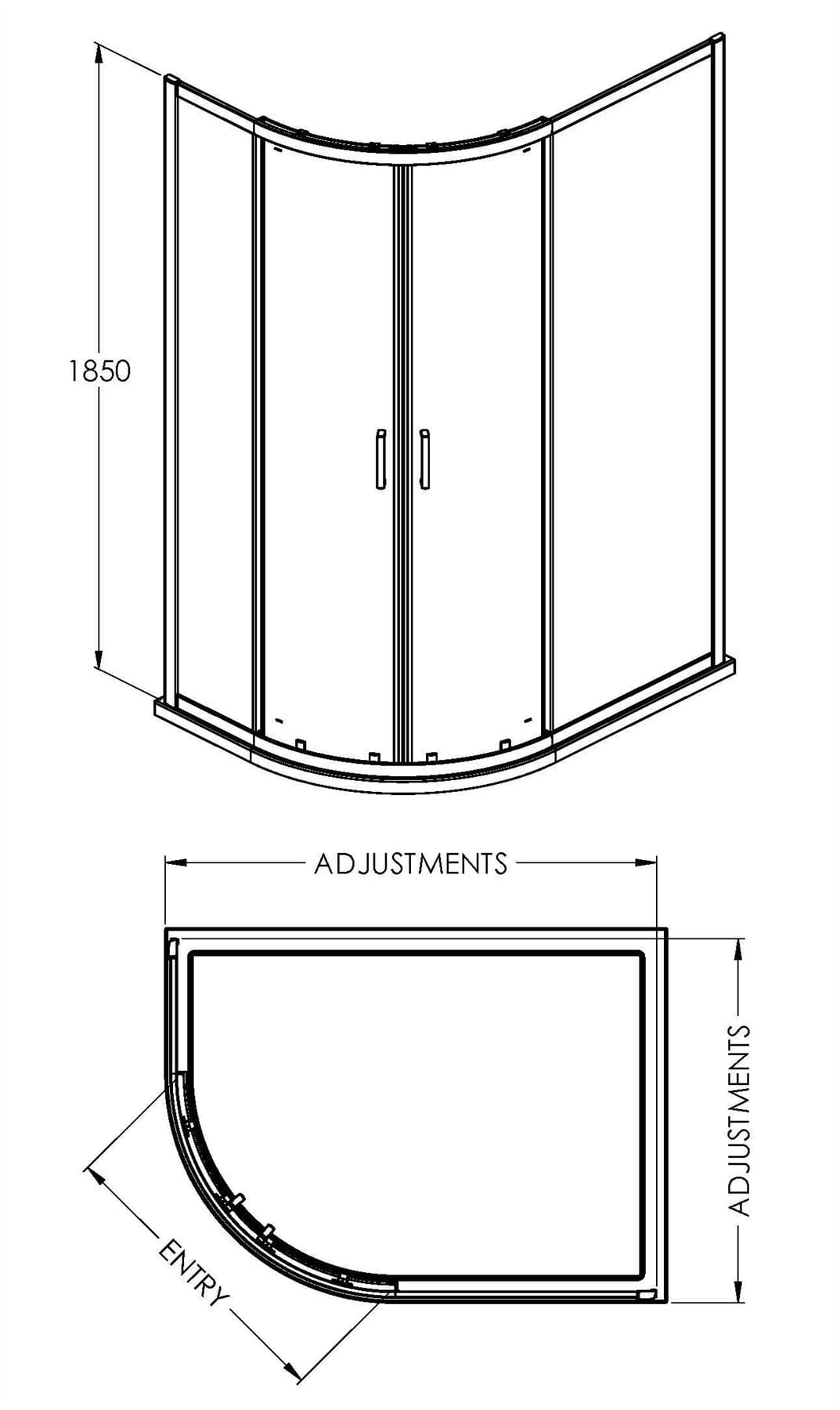 Aquarius Bathrooms Quadrant Shower Enclosure Aquarius Urbano 6mm Quadrant Shower Enclosure 1850mm