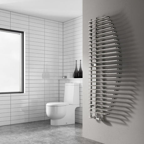 Reina Designer Towel Radiator Electric Only Reina Nola Modern Designer Towel Rail in Chrome - 1400 x 600mm