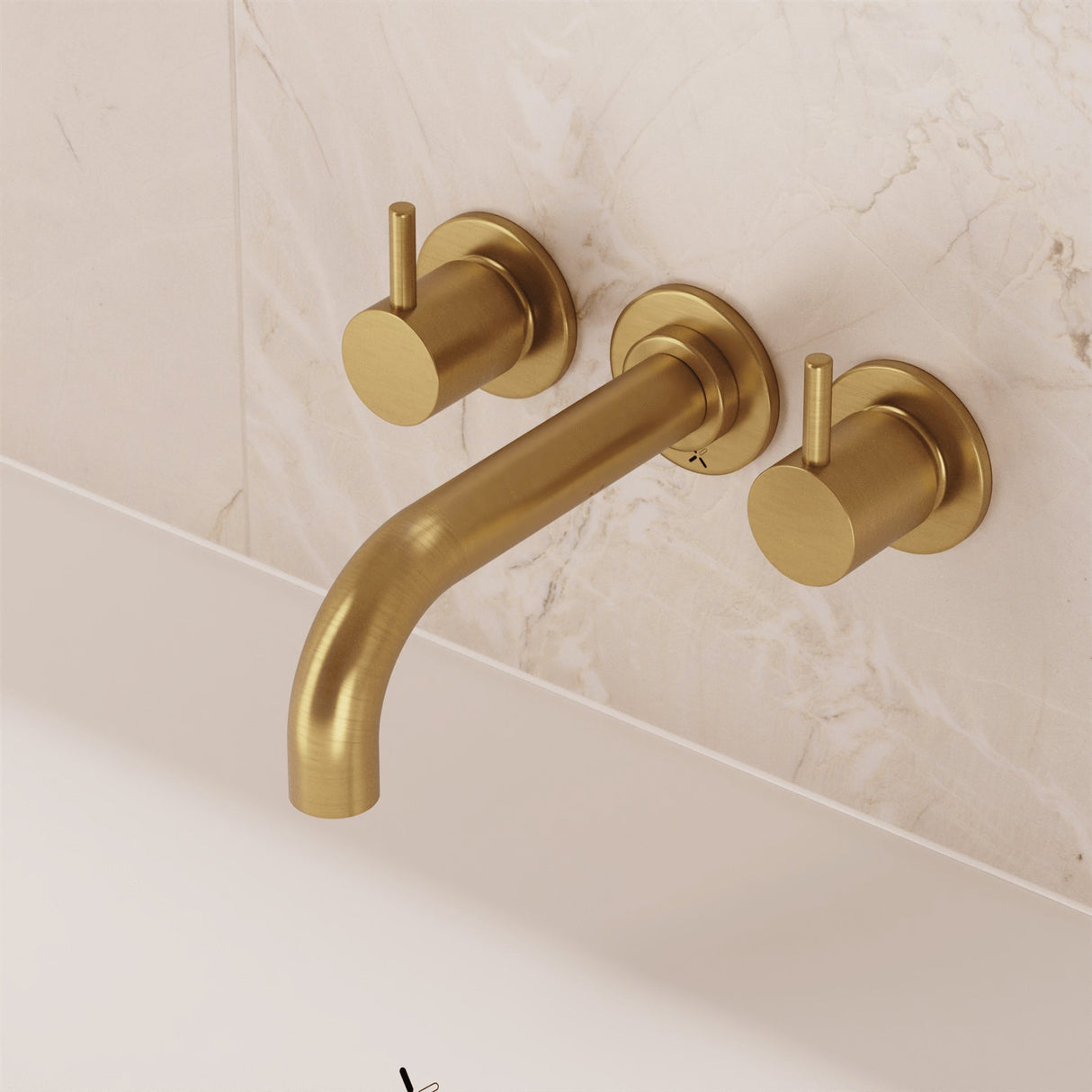 Crosswater Wall Mounted Bath Tap Brushed Brass Crosswater MPRO Wall Mounted 3 Hole Bath Filler Tap