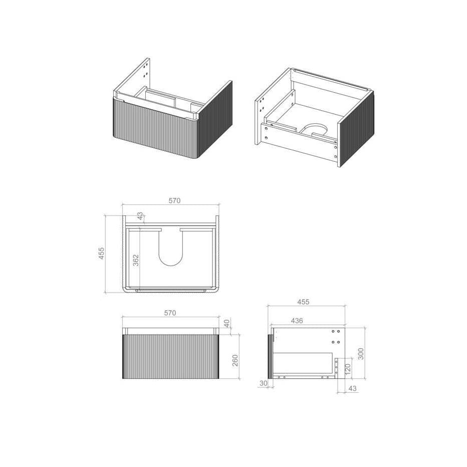 Aquarius Wall Mounted Vanity Unit Aquarius Corinthe Wall Mounted Vanity Unit  with Basin in Textured Oak