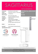 Sagittarius Tall Basin Tap Sagittarius Ravenna Tall Basin Mixer Tap with Sprung Waste