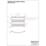 Eastbrook Ladder Rail Eastbrook Wendover Curved Vertical Heated Towel Rail in Chrome