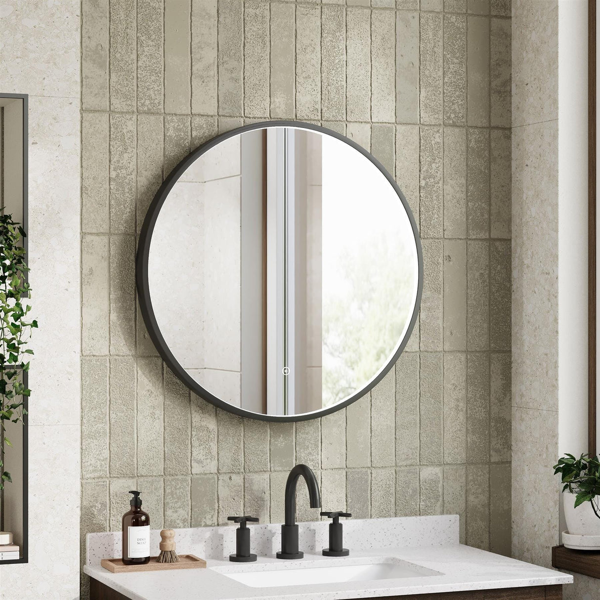 Aquarius Bathrooms Illuminated Mirror Aquarius Lumine Inset Framed LED Touch Sensor Round Mirror