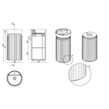 Saneux Oxford 400mm Floor Standing Round Fluted Vanity Unit with Basin