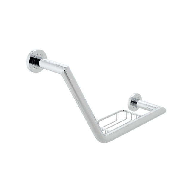 Vado Grab Rail/Bar Vado Spa Angled Grab Rail With Basket - 465mm Wide in Chrome