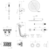 UK Bathroom Store Concealed Shower Set Crosswater Module Shower Set 6 - 3 Outlet with Overhead Shower, Handset and Overflow Bath Filler