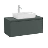 Roca Wall Mounted Vanity Unit Matt Green Roca Ona 1000mm Wall Mounted One Drawer Vanity Unit with Countertop
