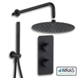 Aquarius Bathrooms Concealed Shower Set Matt Black Aquarius RainLux 2 Outlet Thermostatic Shower Set with Shower Head and Single Function Handset