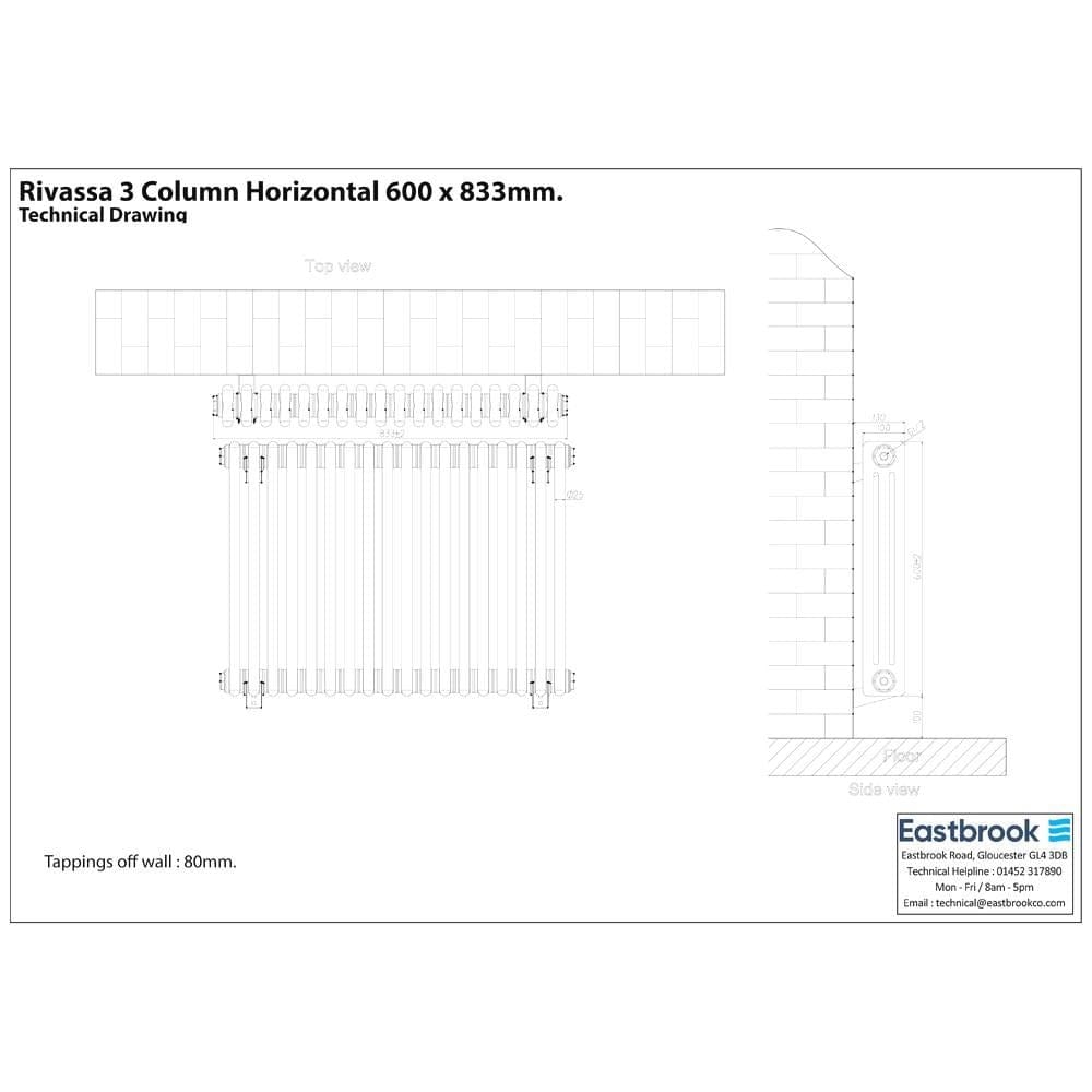Eastbrook Rivassa Traditional 3 Column Radiator in White