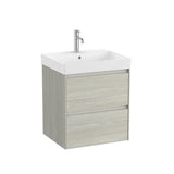Roca Wall Mounted Vanity Unit White Oak Roca Ona 550mm Wall Mounted Two Drawer Vanity Unit with Basin