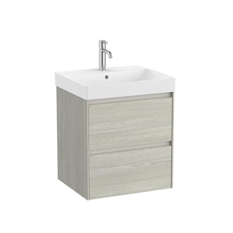 Roca Wall Mounted Vanity Unit White Oak Roca Ona 550mm Wall Mounted Two Drawer Vanity Unit with Basin