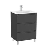 Roca Wall Mounted Vanity Unit Matt Black Roca Aleyda 600mm Floor Standing Three Drawer Vanity Unit with Basin