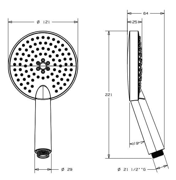 Crosswater Shower Handset Crosswater Ethos Three Mode 120mm Handset with Easy Clean Head in Chrome
