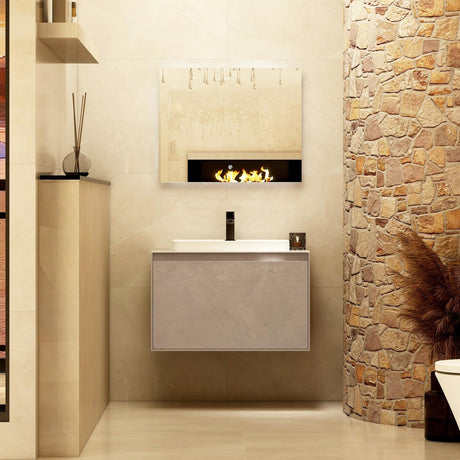 Imex Wall Mounted Vanity Unit Slate / Solid White / White Imex Arco Wall Hung 800mm Single Drawer Vanity Unit with Worktop and Inset Basin