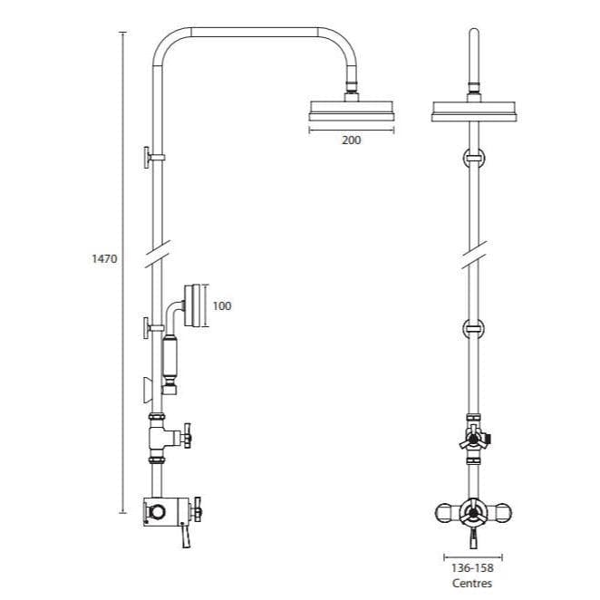 Heritage Exposed Shower Set Heritage Gracechurch Mother of Pearl Exposed Shower Set with Deluxe Fixed Riser Kit, Showerhead, Handset and Hose in Chrome