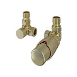 Eastbrook Radiator Valve Brushed Brass Eastbrook Darlington Corner Thermostatic Radiator Valve with Lockshield (Pair)