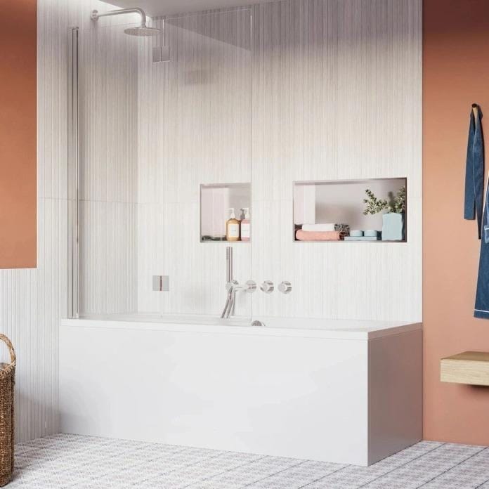 Crosswater Bath Screen Chrome Crosswater Asura 8mm Fully Folding Bath Screen
