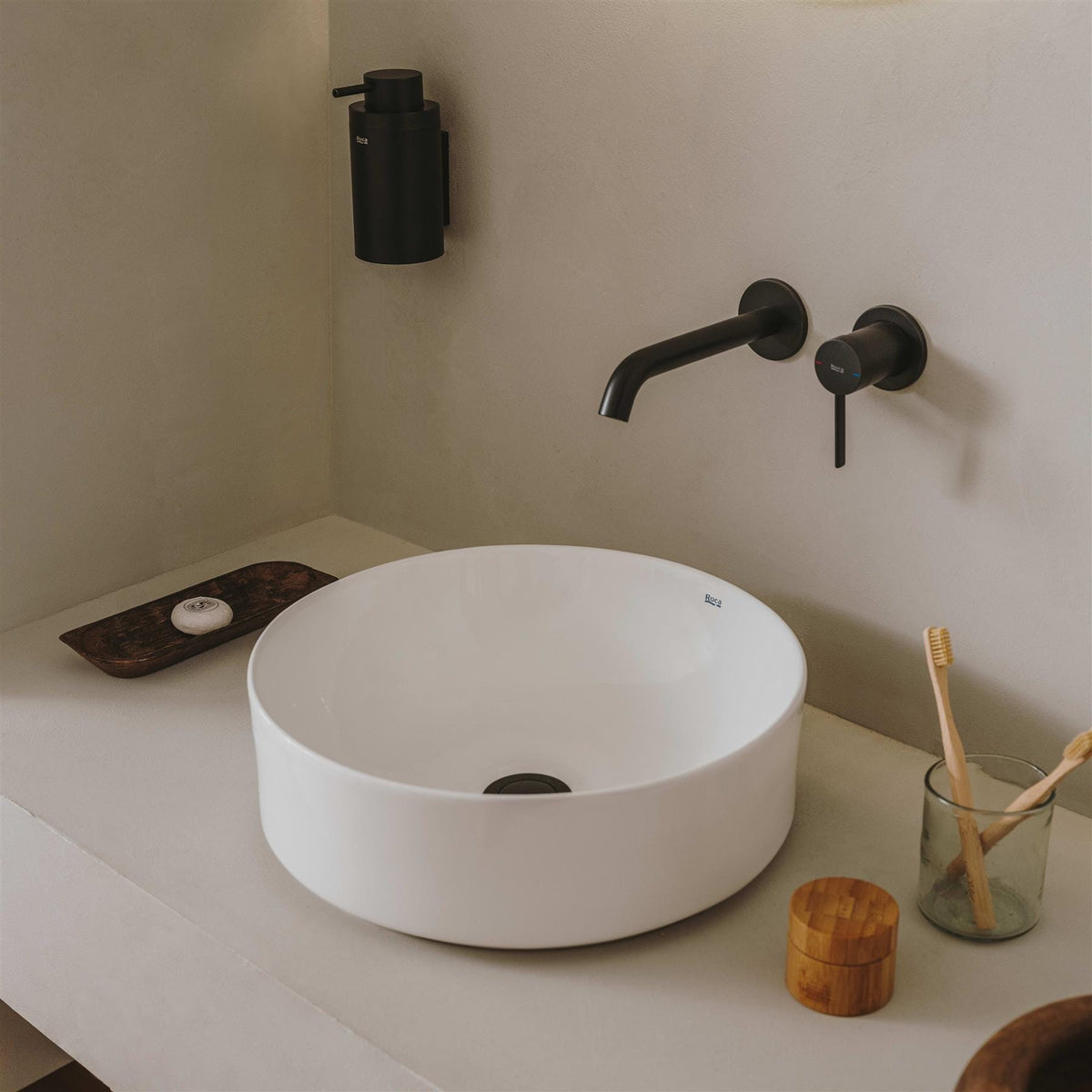Roca Countertop Basin Roca Ona 370mm Round Fineceramic® Countertop Basin