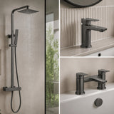 Aquarius Bathrooms Exposed Shower Set Aquarius Hydro Complete Shower Brassware Pack with Basin Mixer, Bath Mixer & Round Exposed Shower