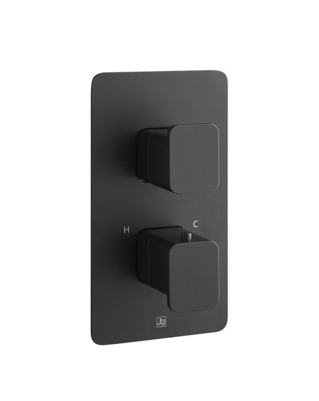 JTP Concealed Shower Valve Matt Black JTP HIX 2 Outlet, 2 Handle Thermostatic Concealed Shower Valve