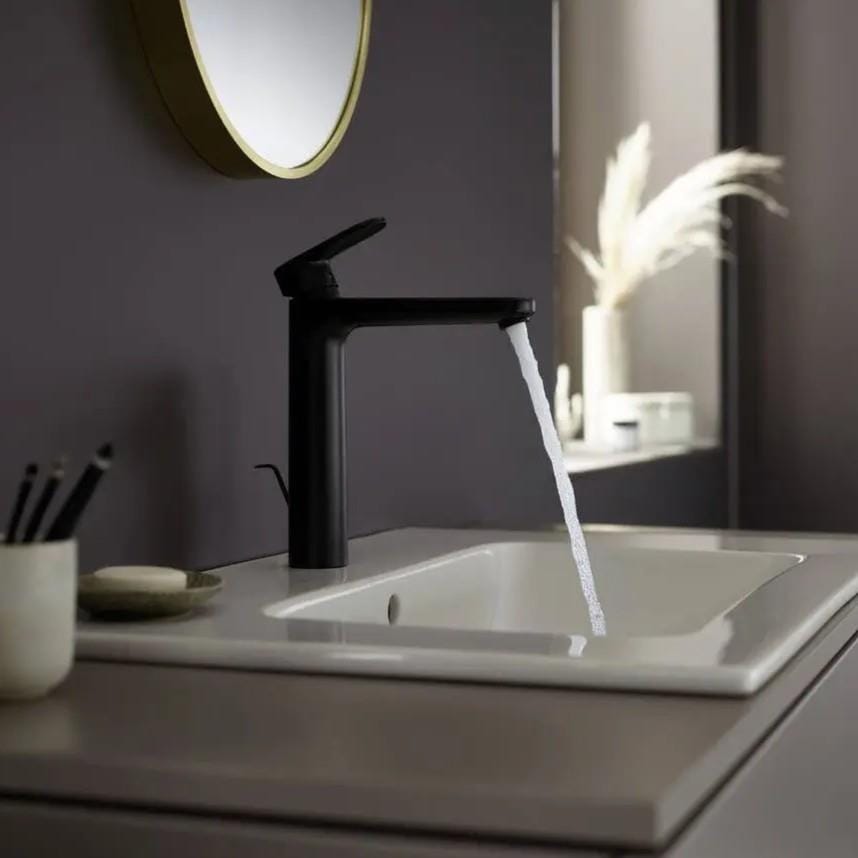 Hansgrohe Mono Basin Tap Hansgrohe Vernis Blend Single Lever Basin Mixer Tap 190 with Pop-Up Waste in Matt Black