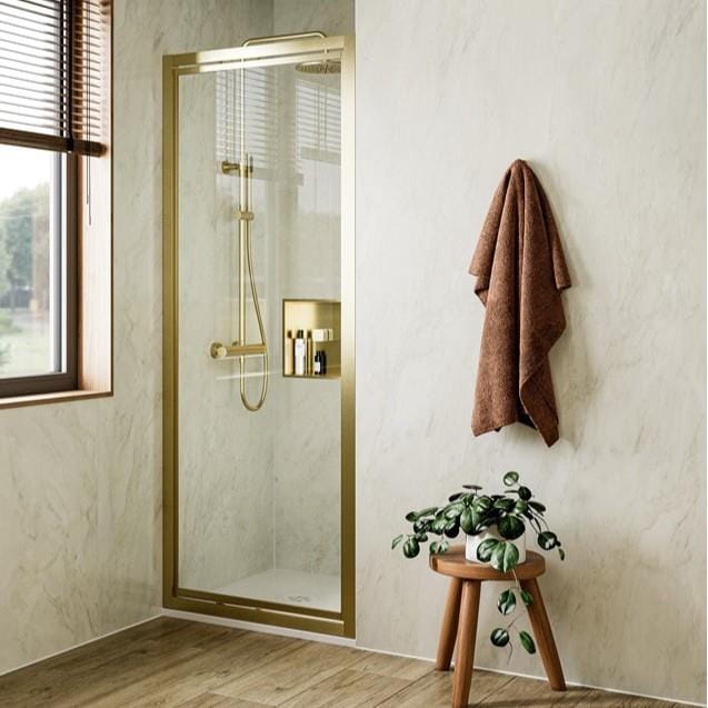 Crosswater In-Fold Shower Door Crosswater Clear 6 Infold Shower Door 800mm in Brushed Brass