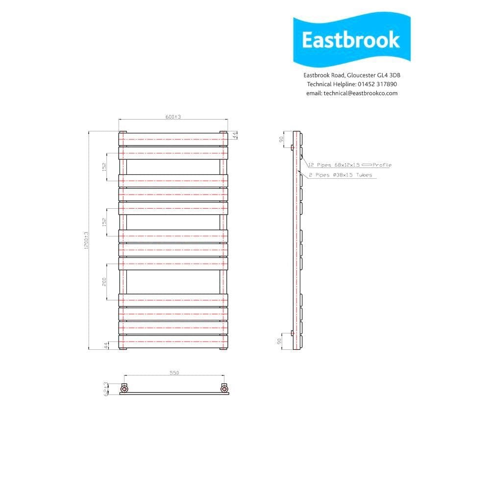 Eastbrook Designer Towel Rail Eastbrook Staverton Tube on Tube Straight Vertical Heated Towel Rail in Chrome
