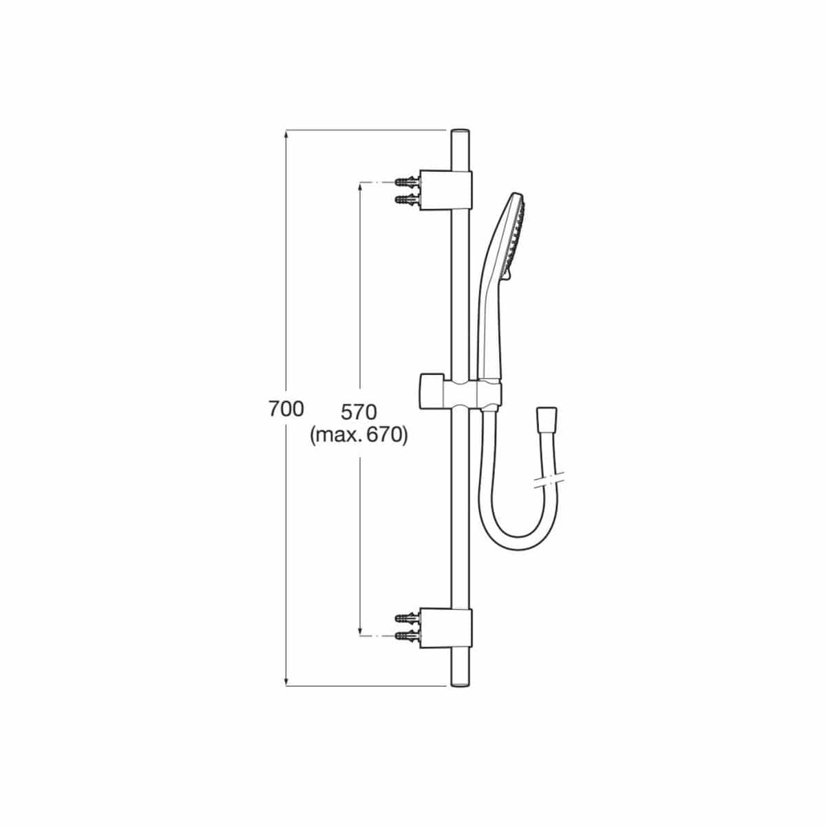 Roca Shower Riser Rail Roca Sensum 3 Function Shower Handset and Slide Rail Kit